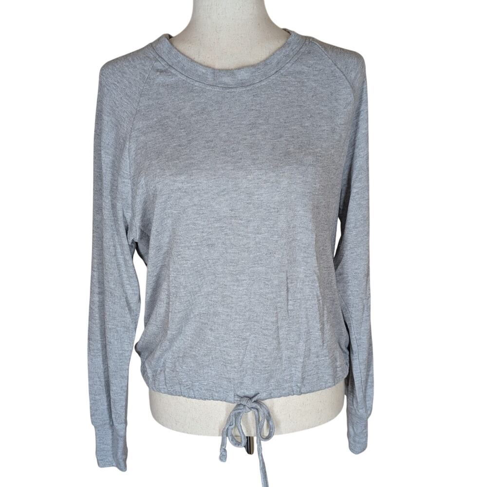 Ugg Heathered Gray tie waist pullover Sweater Size Large Lightweight Soft Cozy